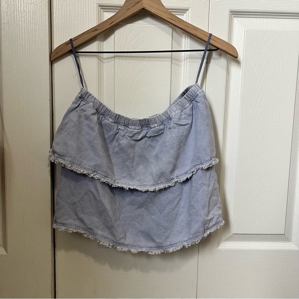 Bella Dahl Light Blue Denim Style Linen Skirt